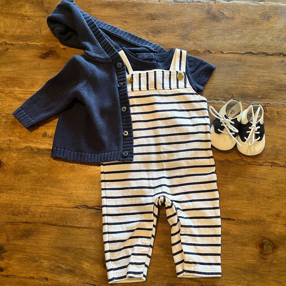 Janie and Jack Complete White Coveralls Outfit 0-3m
